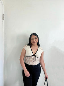 Lacey Ribbon Top (ivory)