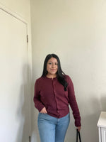 Load image into Gallery viewer, Falling For You Cardigan (dark cherry)
