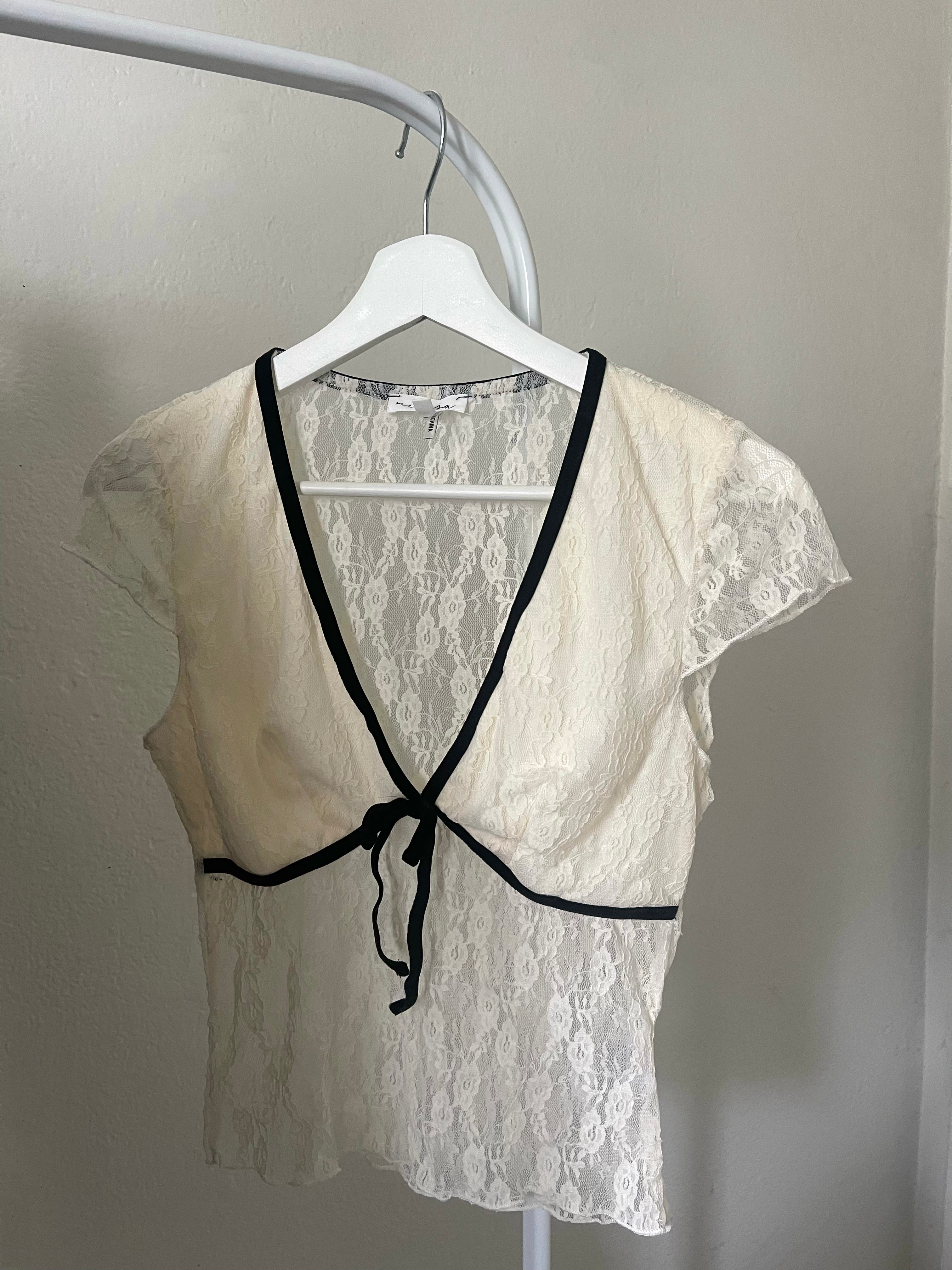 Lacey Ribbon Top (ivory) – Bhreidy Boutique Lacey Ribbon Top (ivory) – Bhreidy Boutique