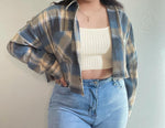 Load image into Gallery viewer, Jolene Cropped Flannel (blue)
